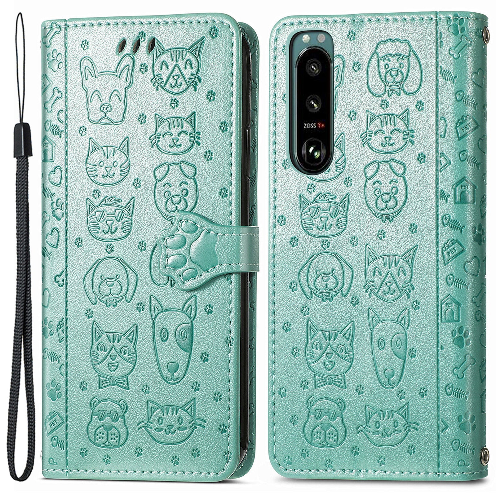 For Sony Xperia 5 IV 5G Anti-Shock Phone Shell PU Leather Wallet Cover Imprinted Cat Dog Pattern Phone Stand Case For Sony Xperia 5 IV 5G Anti-Shock Phone Shell PU Leather Wallet Cover Imprinted Cat Dog Pattern Phone Stand Case